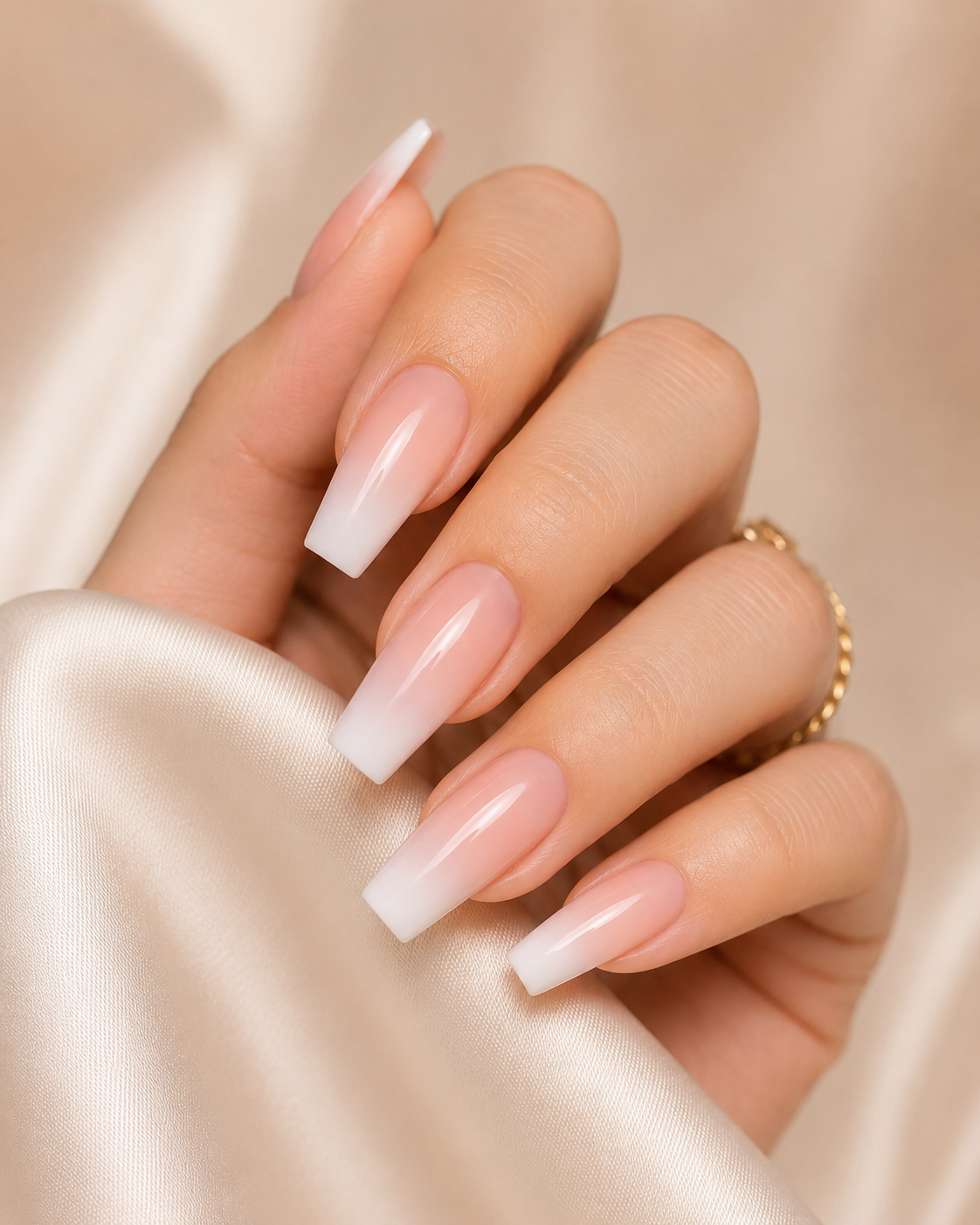 Ombre powder nail extensions
